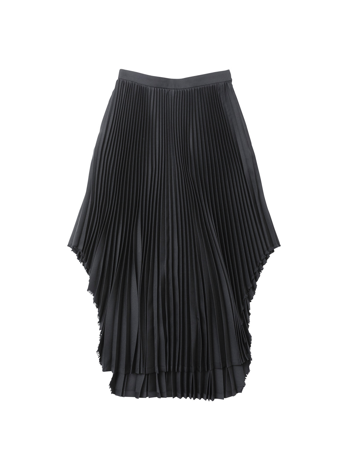 BEAUTIFUL PEOPLE Asymmetrical Gabardine Pleated Skirt in Black