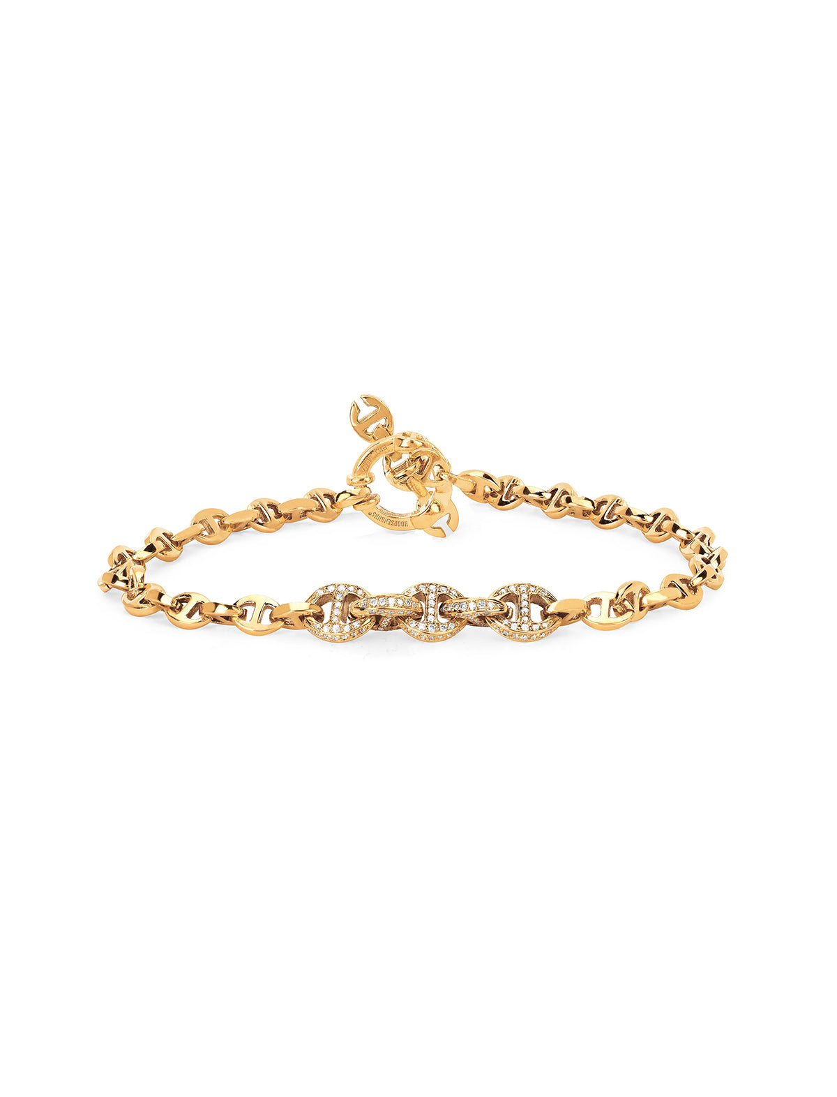 HOORSENBUHS 3mm Five Link Pave Bracelet 18k Yellow Gold