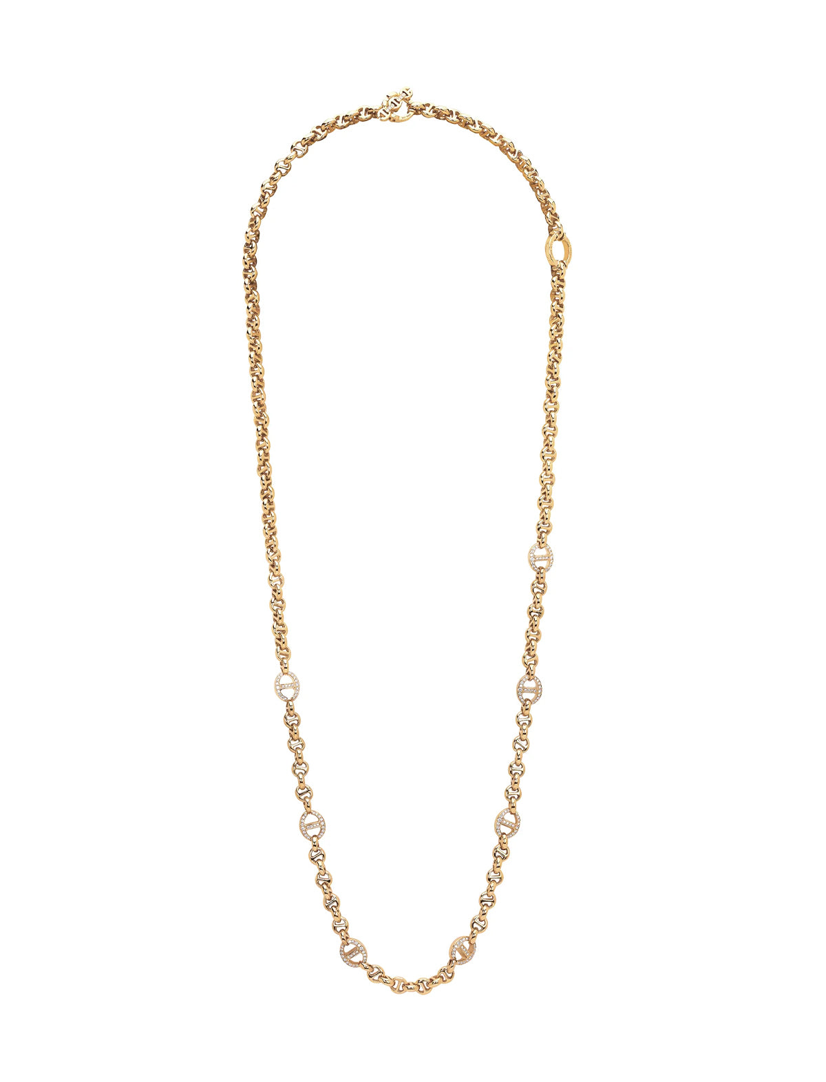 HOORSENBUHS 5mm Open-Link™ Necklace w/ Seven 10mm Links w/ Diamonds 18k Yellow Gold