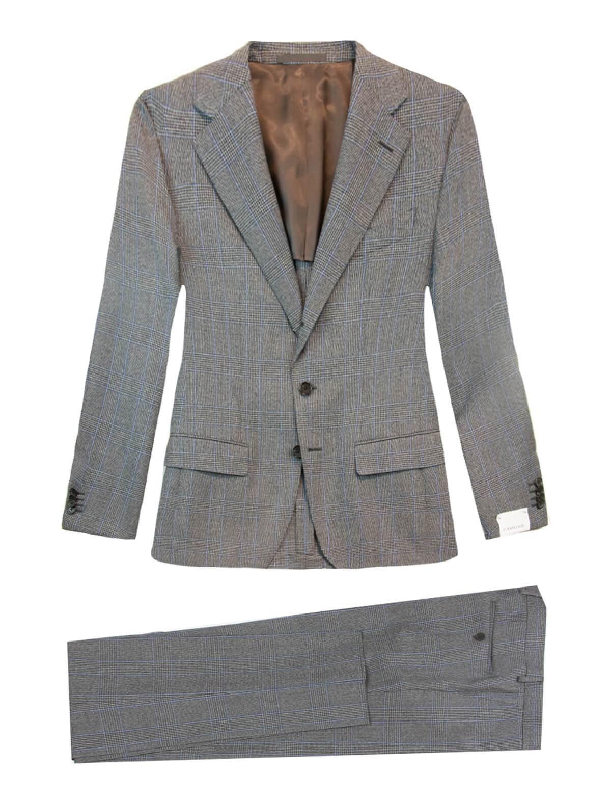 CARUSO 2-Piece Aida Wool Suit in Grey/ Blue Glen Checks | CLOSET Singapore