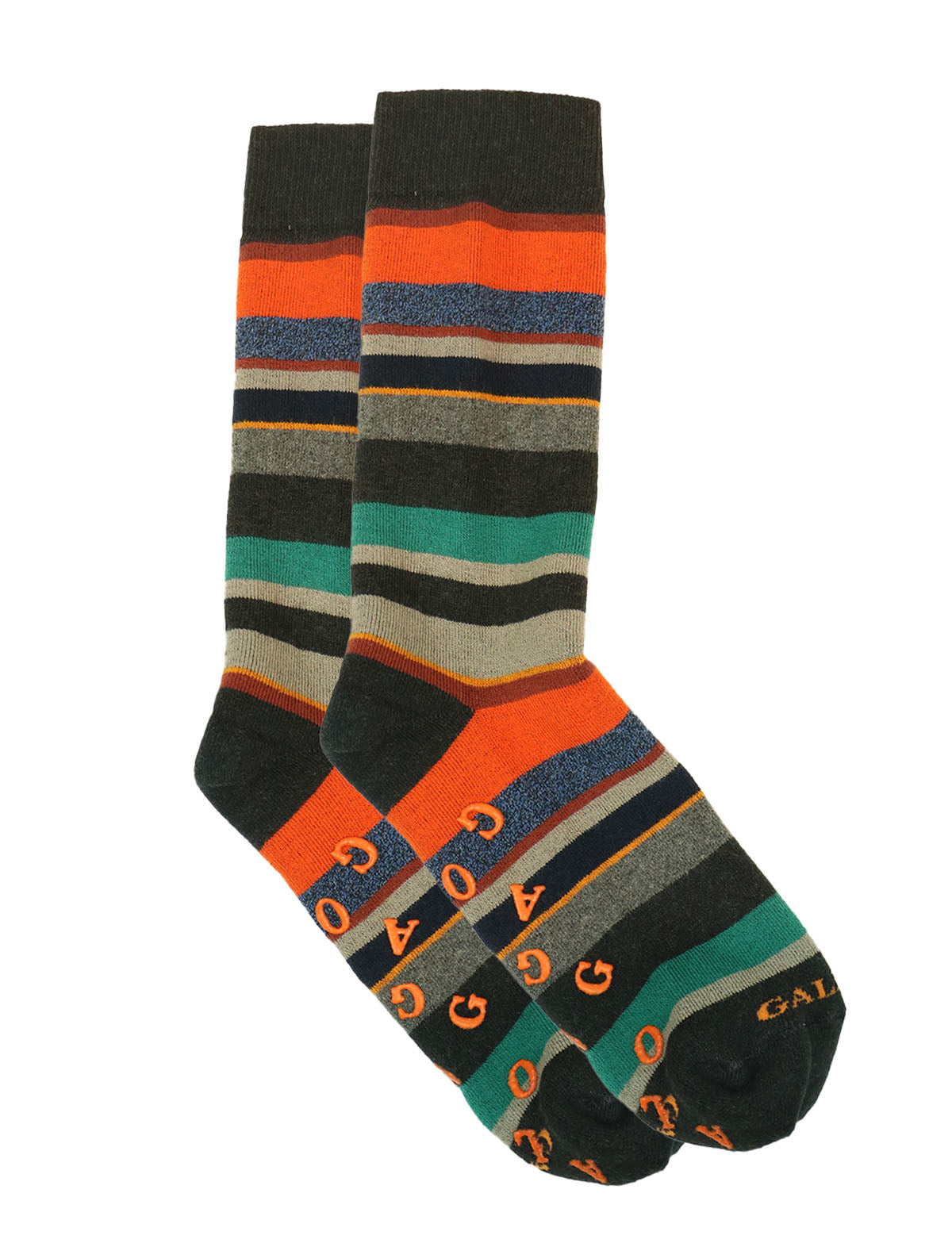 Gallo Socks in Black w/ Multi-Coloured Striped Print