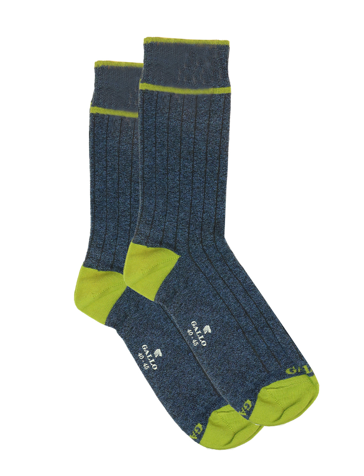 Gallo Socks in Blue Pinstripes w/ Lime Contrast