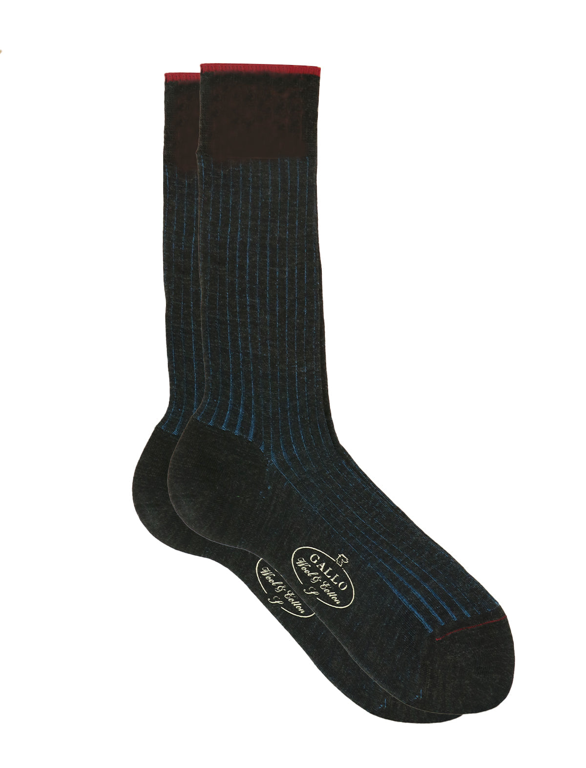 Gallo Socks in Black w/ Blue & Red Pinstripes