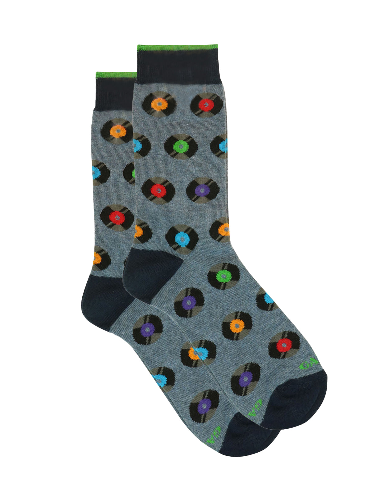 Gallo Socks in Denim w/ Multi-Coloured Disc Print