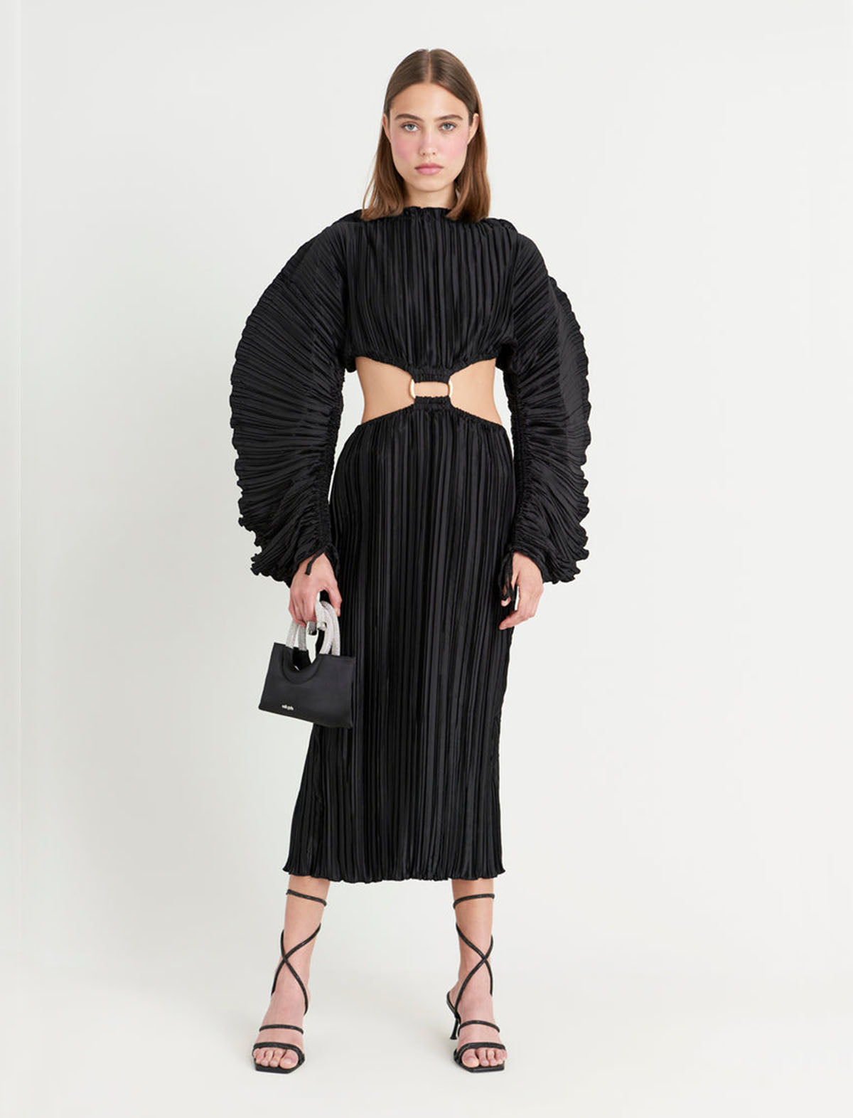 CULT GAIA Akilah Pleated Dress in Black