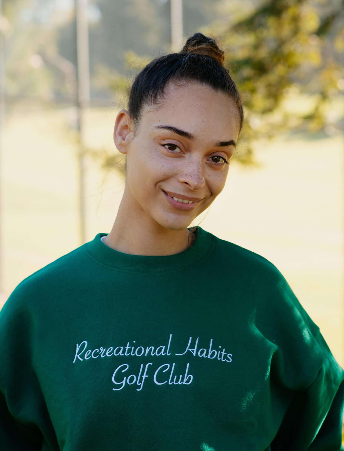 RECREATIONAL HABITS Augusta Golf Crewneck Sweater in Emerald Green