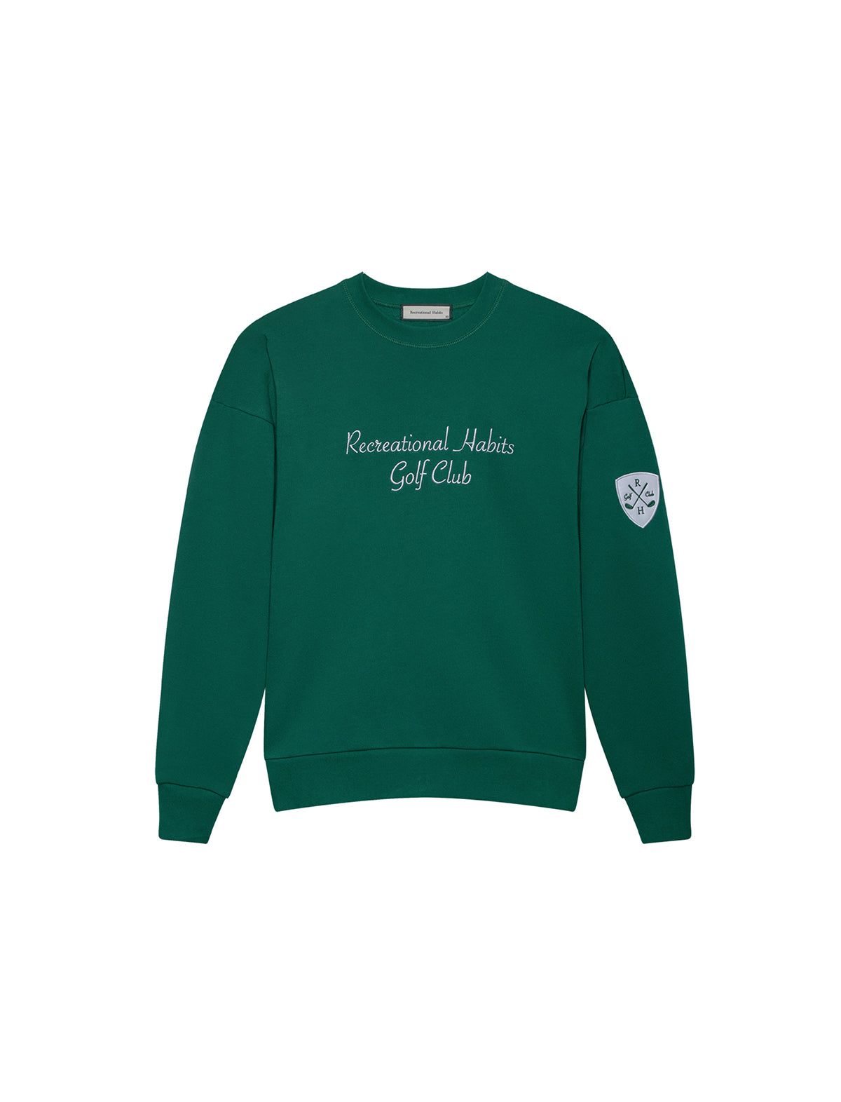 RECREATIONAL HABITS Augusta Golf Crewneck Sweater in Emerald Green