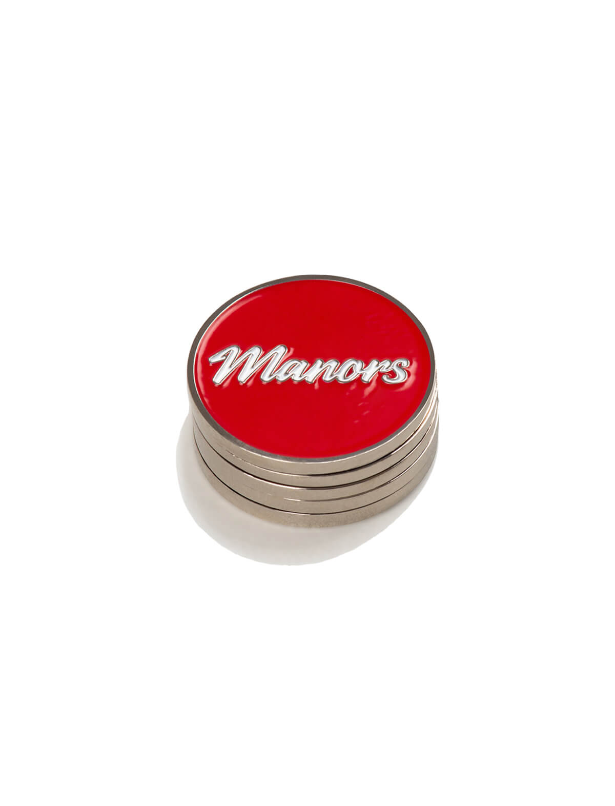 MANORS GOLF Classic Manors Ball Marker in Sliver/Red