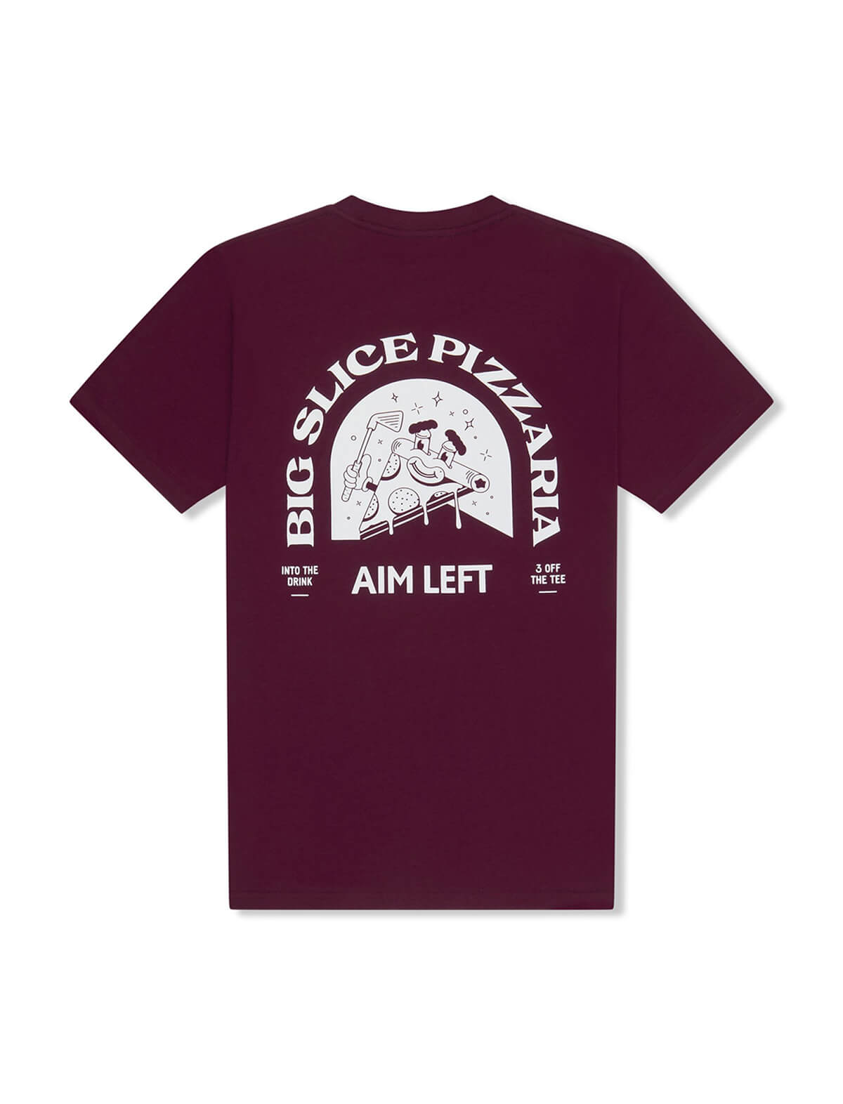 MANORS GOLF Big Slice T-Shirt in Burgundy