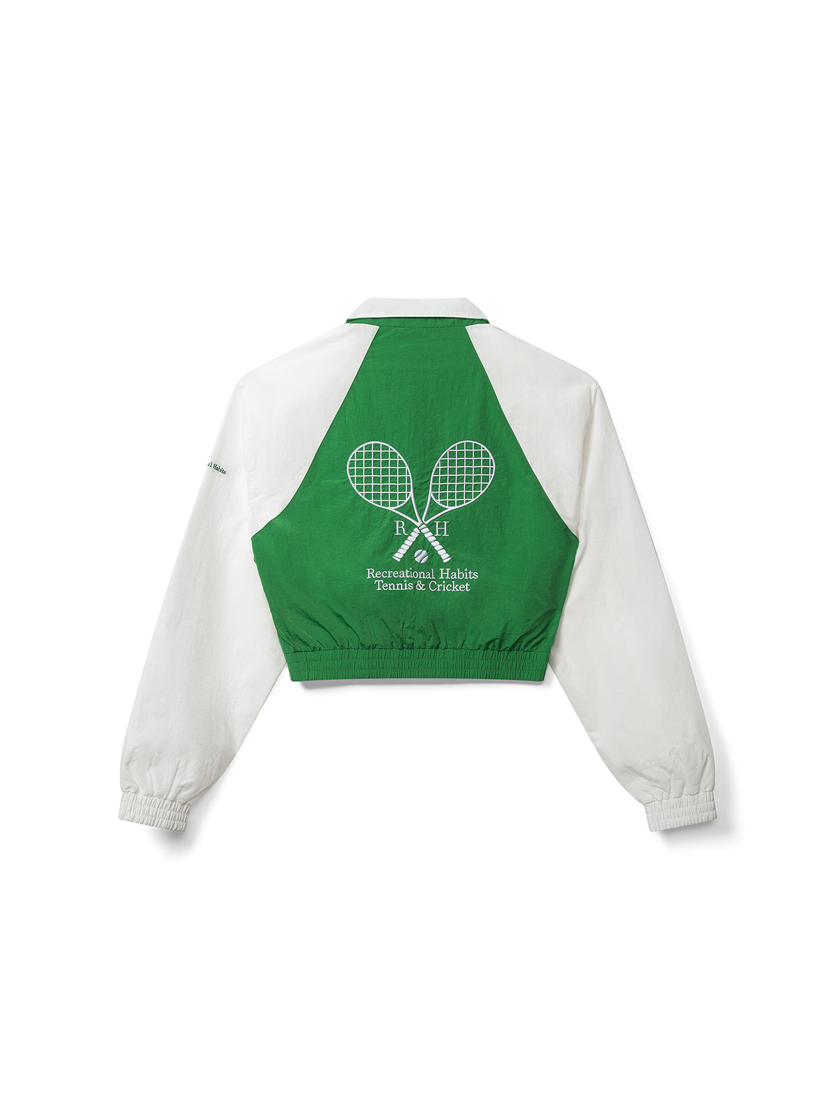 RECREATIONAL HABITS Billie Quarter Zip Jacket in White/Green