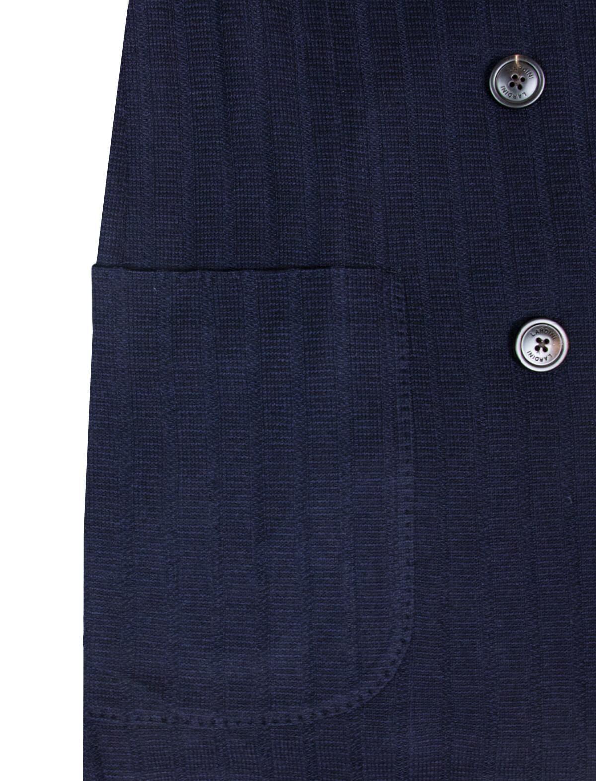LARDINI Double-Breasted Wool Blend Knit Blazer in Navy | CLOSET Singapore