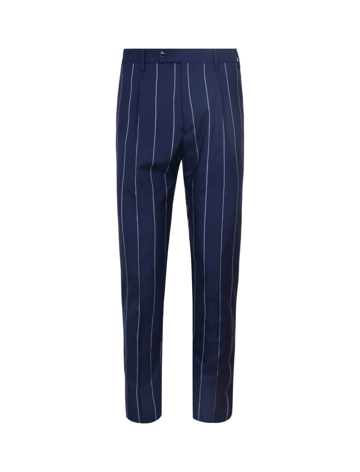 GABRIELE PASINI 2-Piece Lana Wool Suit in Blue Chalk Stripes | CLOSET Singapore