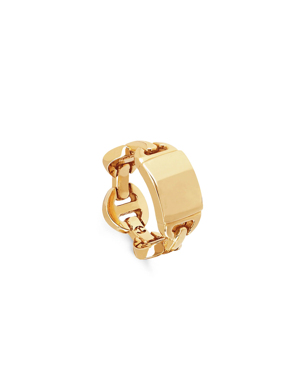 HOORSENBUHS Brute Classic Tri-Link Monogram Ring 18k Yellow Gold