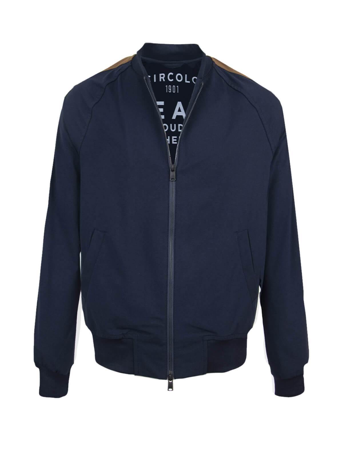 CIRCOLO 1901 Cotton Jersey Bomber Jacket in Navy