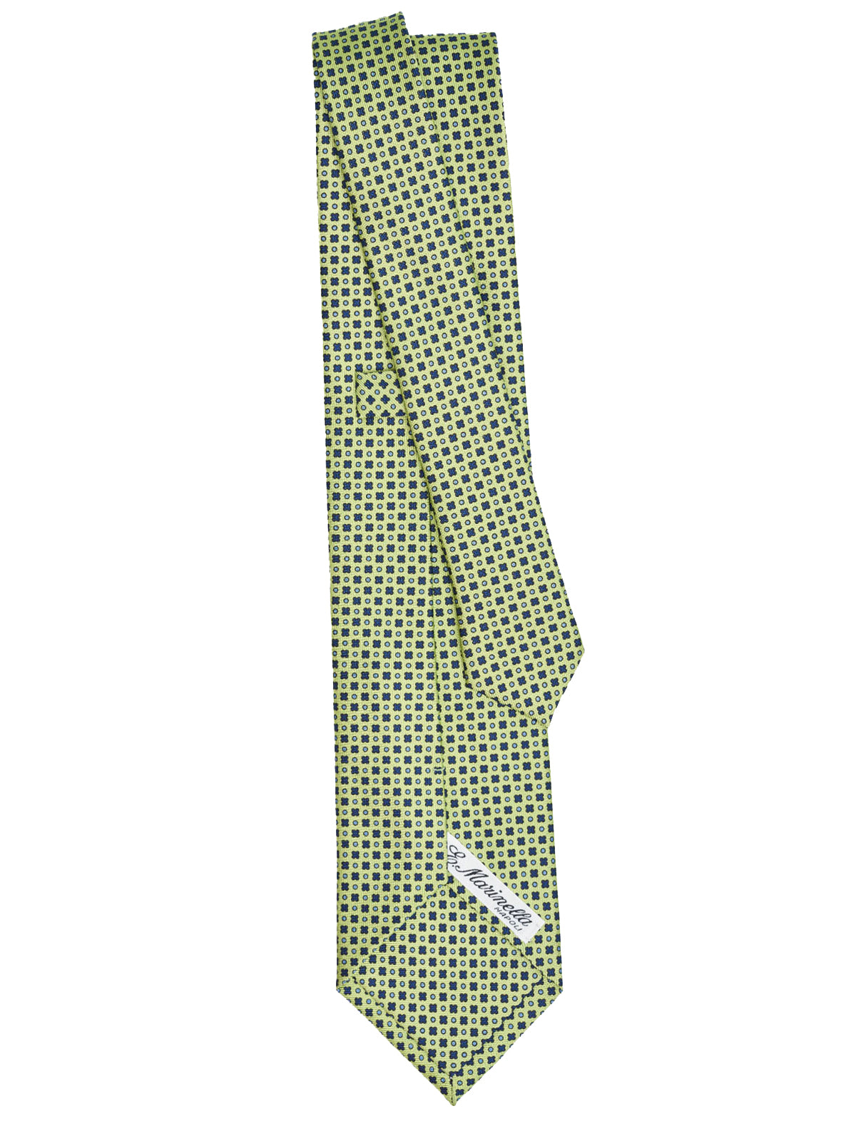 E.Marinella Hand-Printed Silk Tie in Green Floral