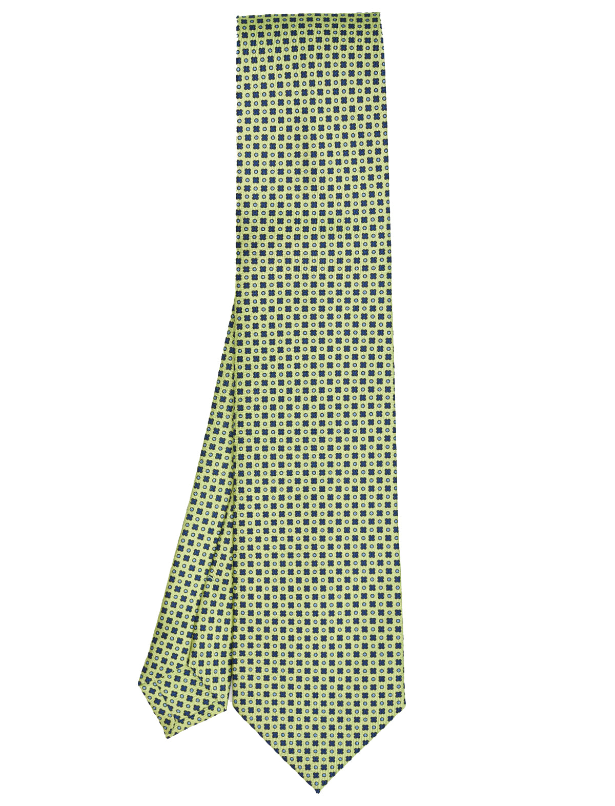 E.Marinella Hand-Printed Silk Tie in Green Floral