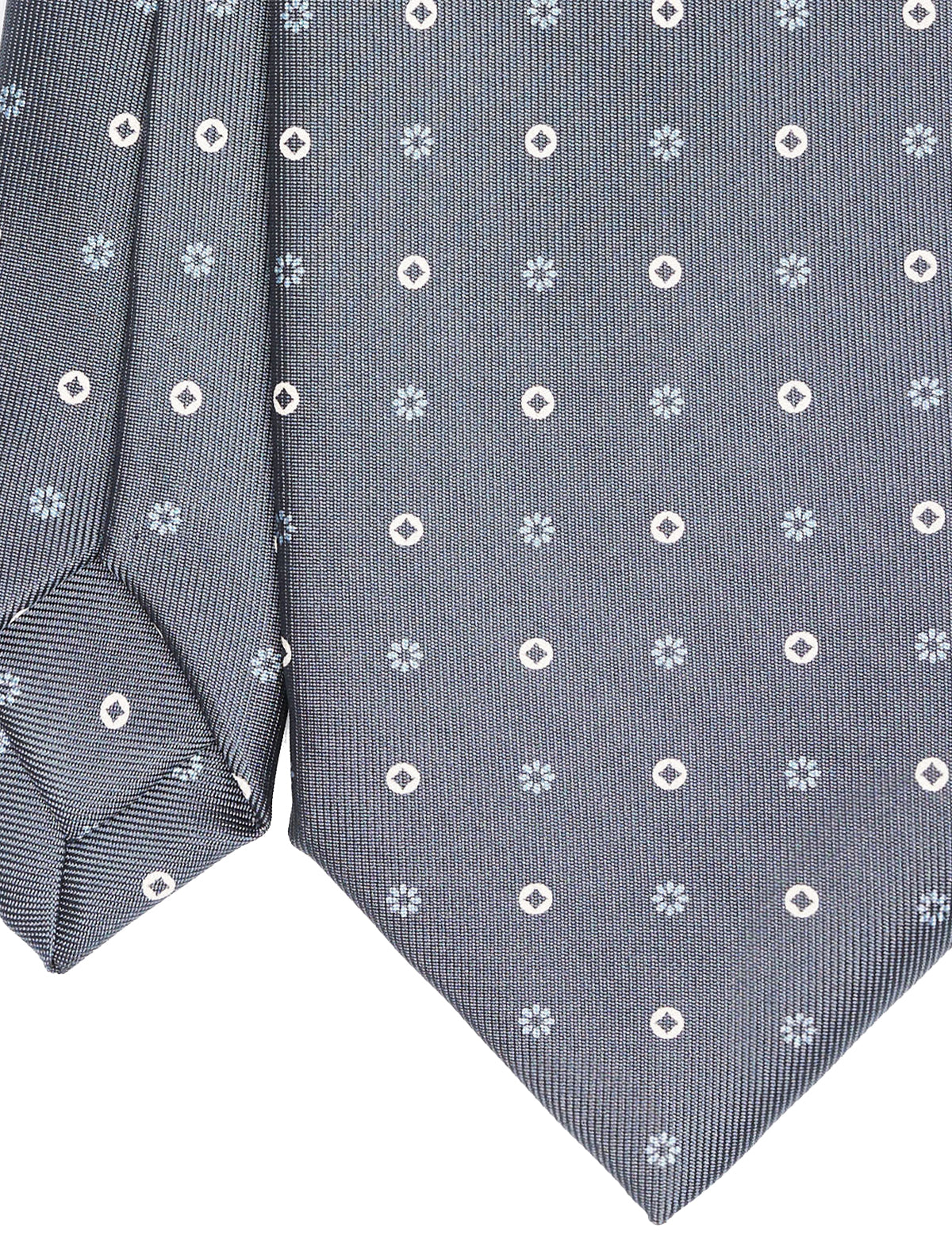 E.Marinella Hand-Printed Nine-Fold Silk Tie in Grey