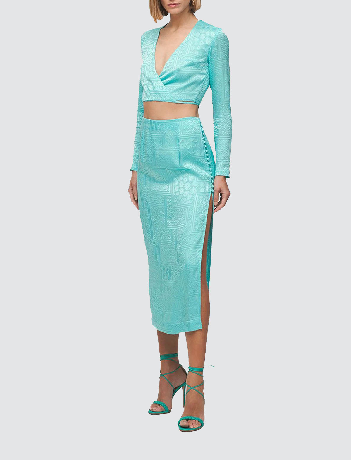 ROTATE Birger Christensen Caitlin Skirt in Aqua Blue