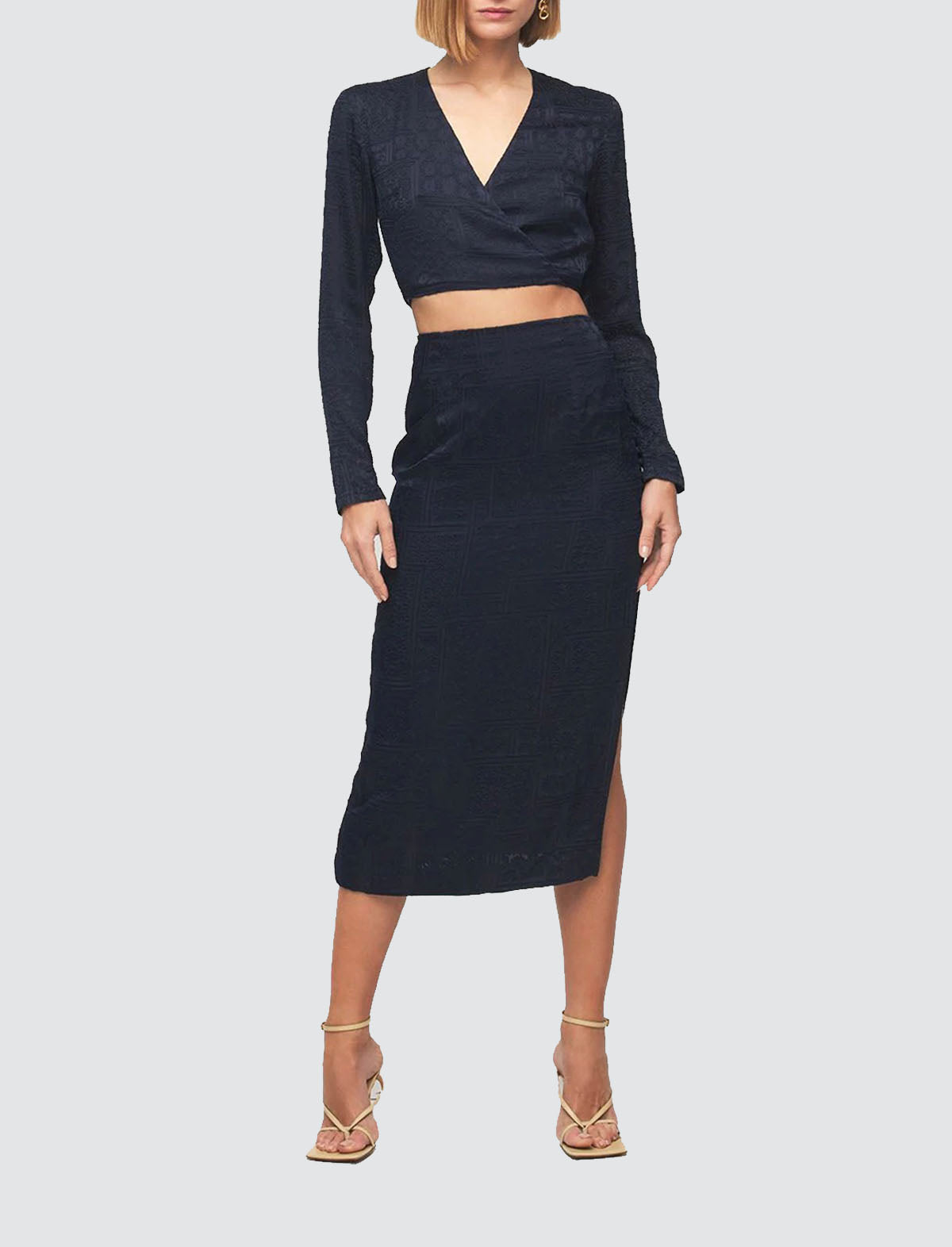 ROTATE Birger Christensen Caitlin Skirt in Dark Blue