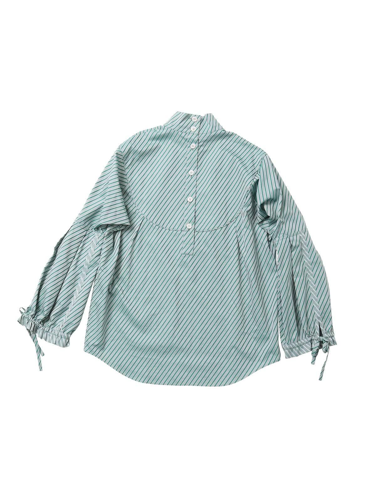 BEAUTIFUL PEOPLE Organic Cotton Striped Shirting Blouse In Green | CLOSET Singapore