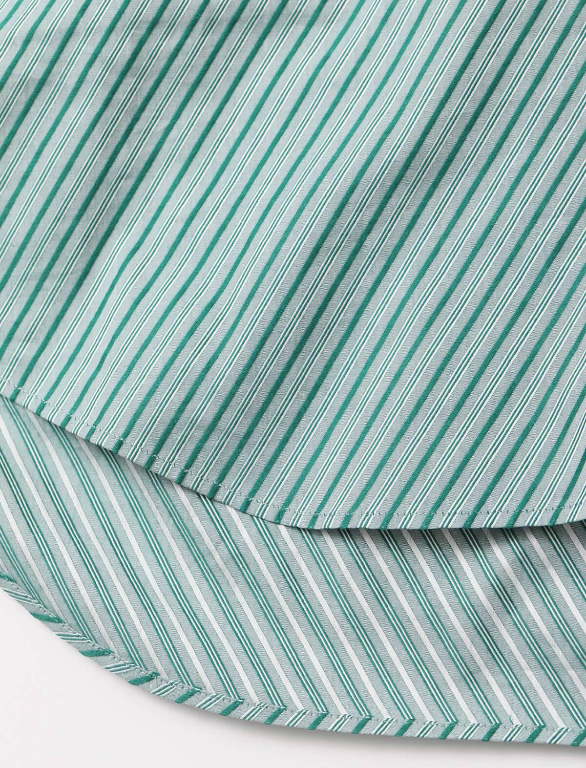 BEAUTIFUL PEOPLE Organic Cotton Striped Shirting Blouse In Green | CLOSET Singapore
