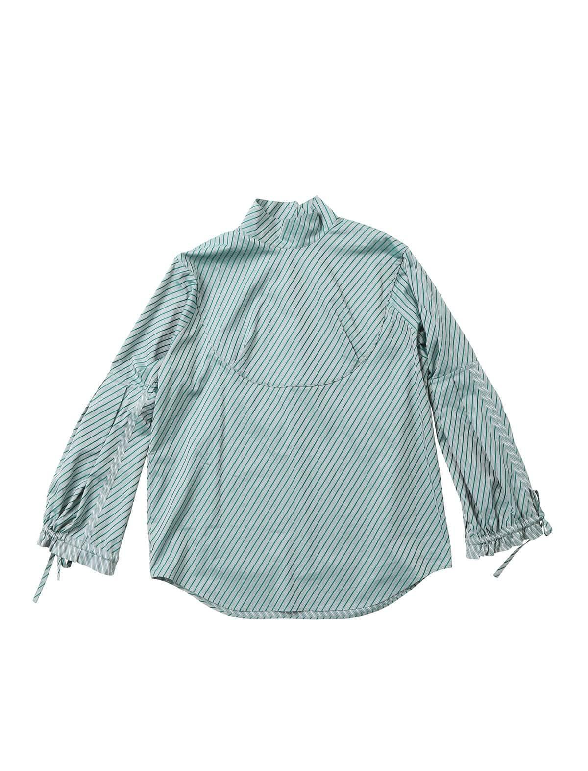 BEAUTIFUL PEOPLE Organic Cotton Striped Shirting Blouse In Green | CLOSET Singapore