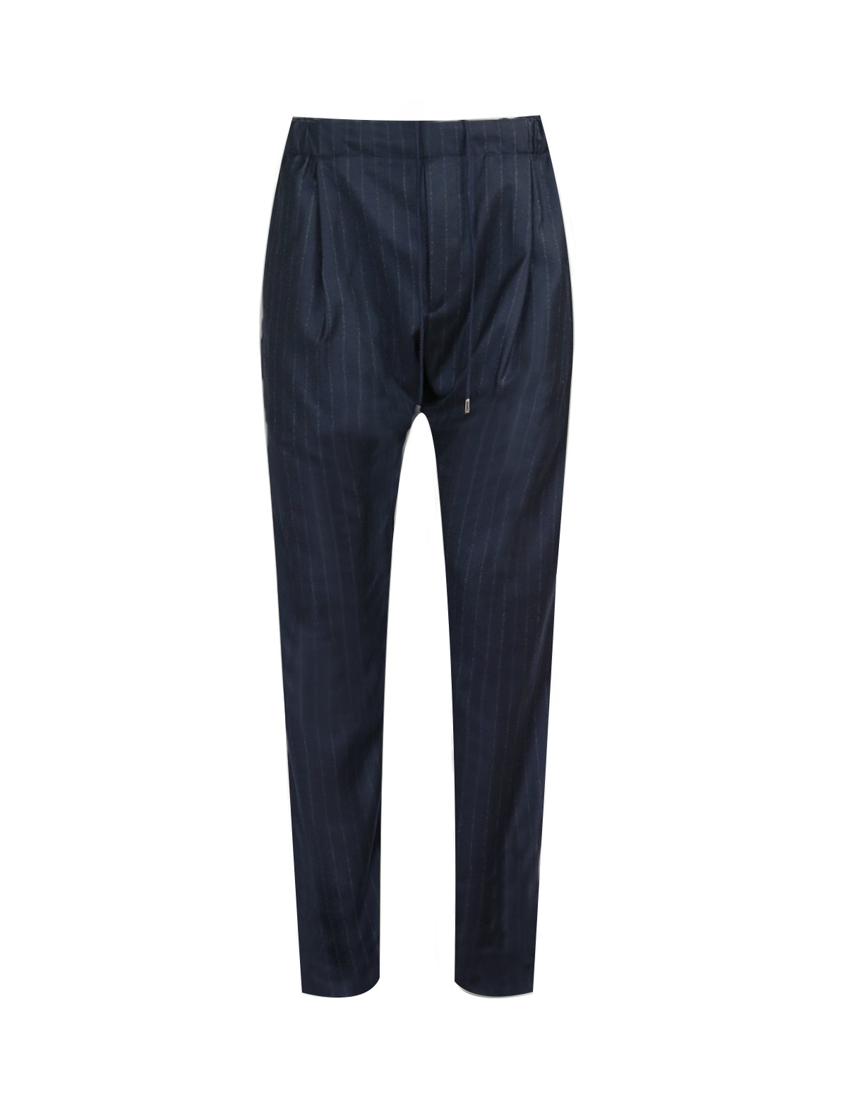 CARUSO Drawstring Wool Pants in Navy