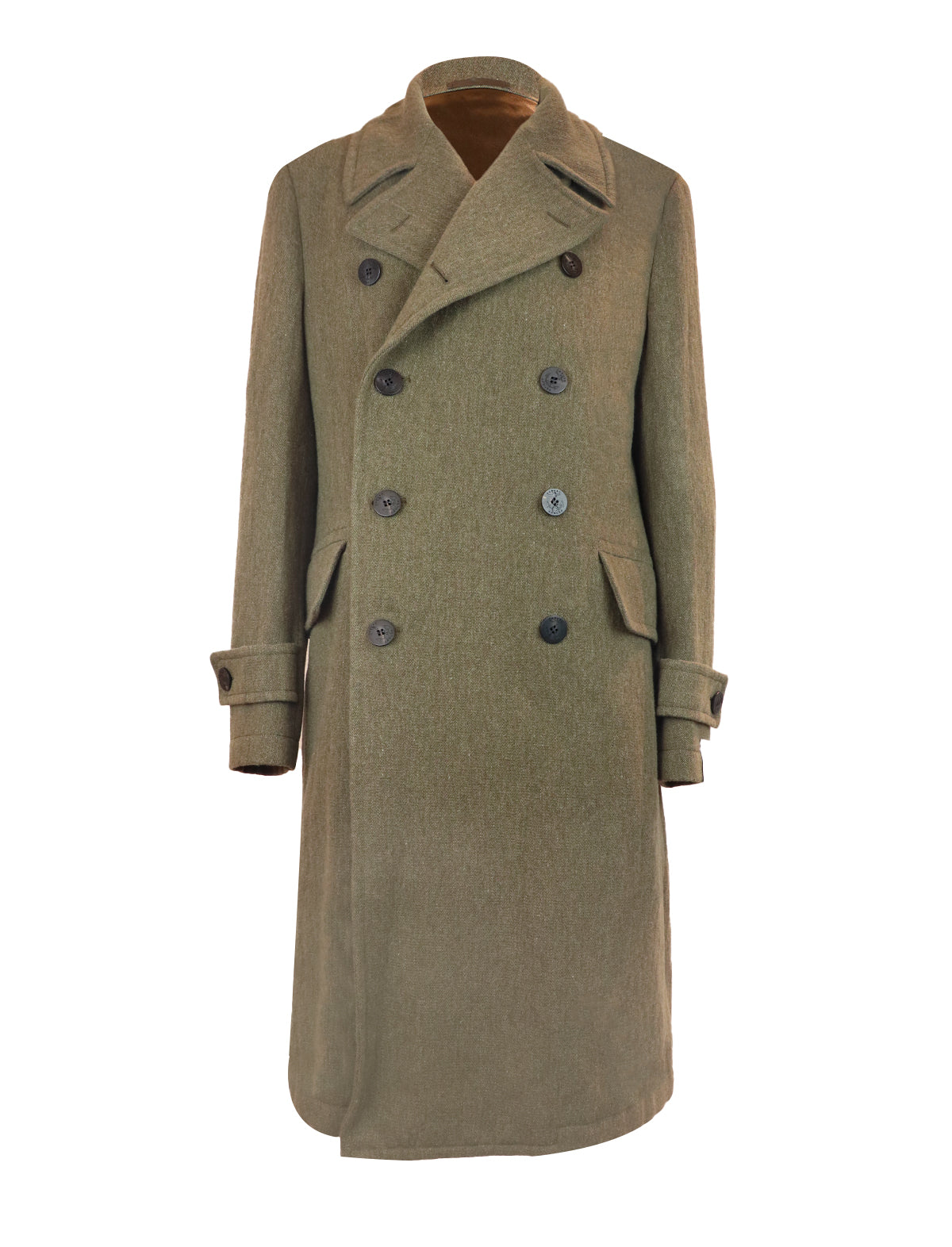 CARUSO Military Double Breasted Coat in Army Green