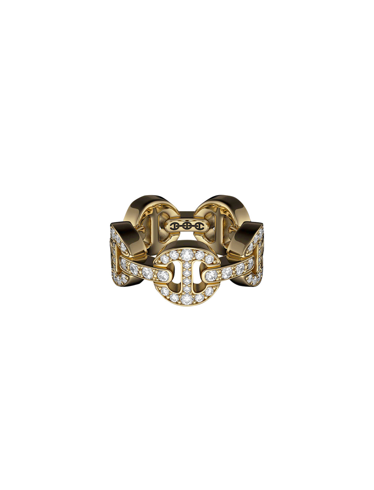 HOORSENBUHS Classic Tri-Link Antiquated Ring 18k Yellow Gold