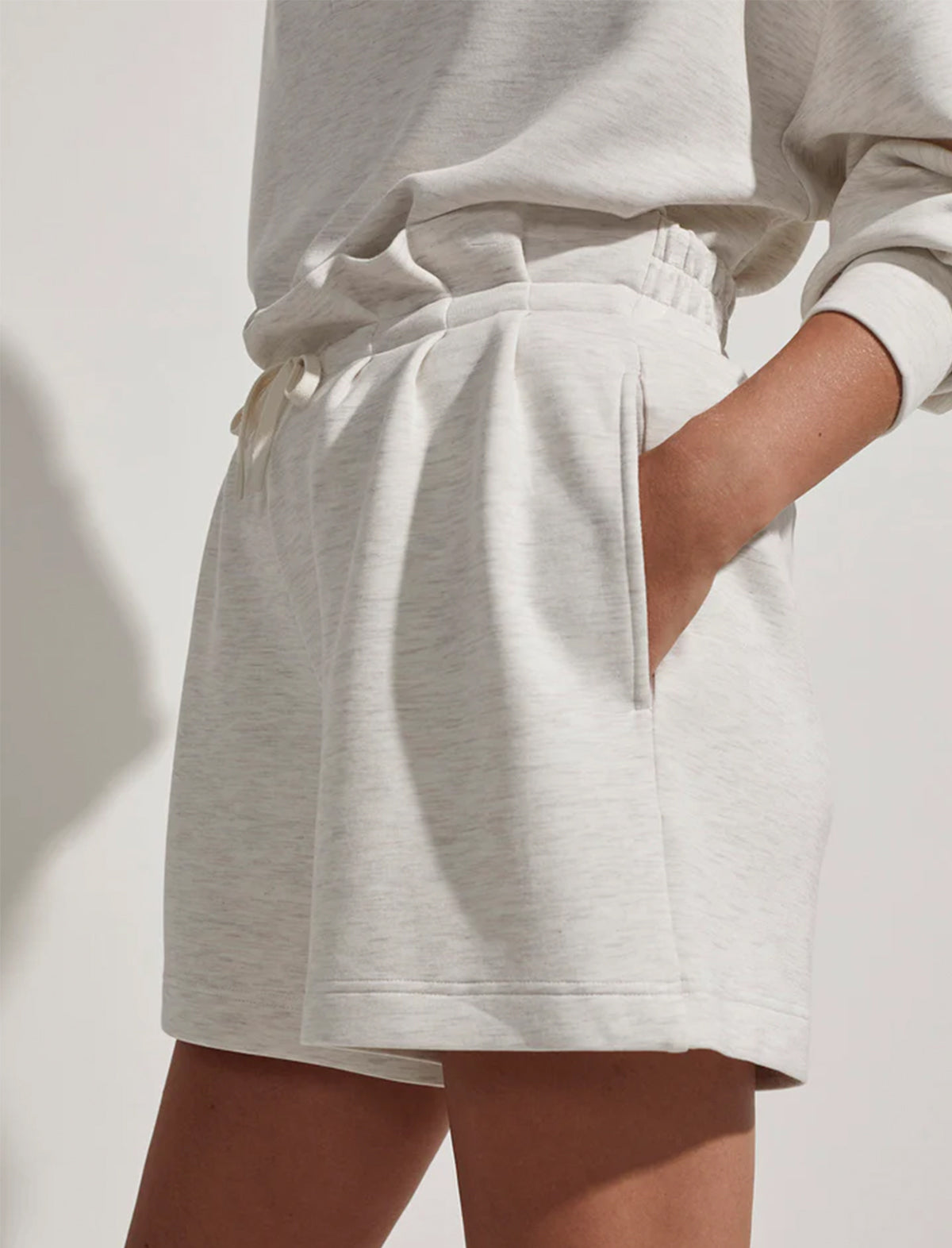 VARLEY Claude High Rise Short 4.5 in Ivory Marl