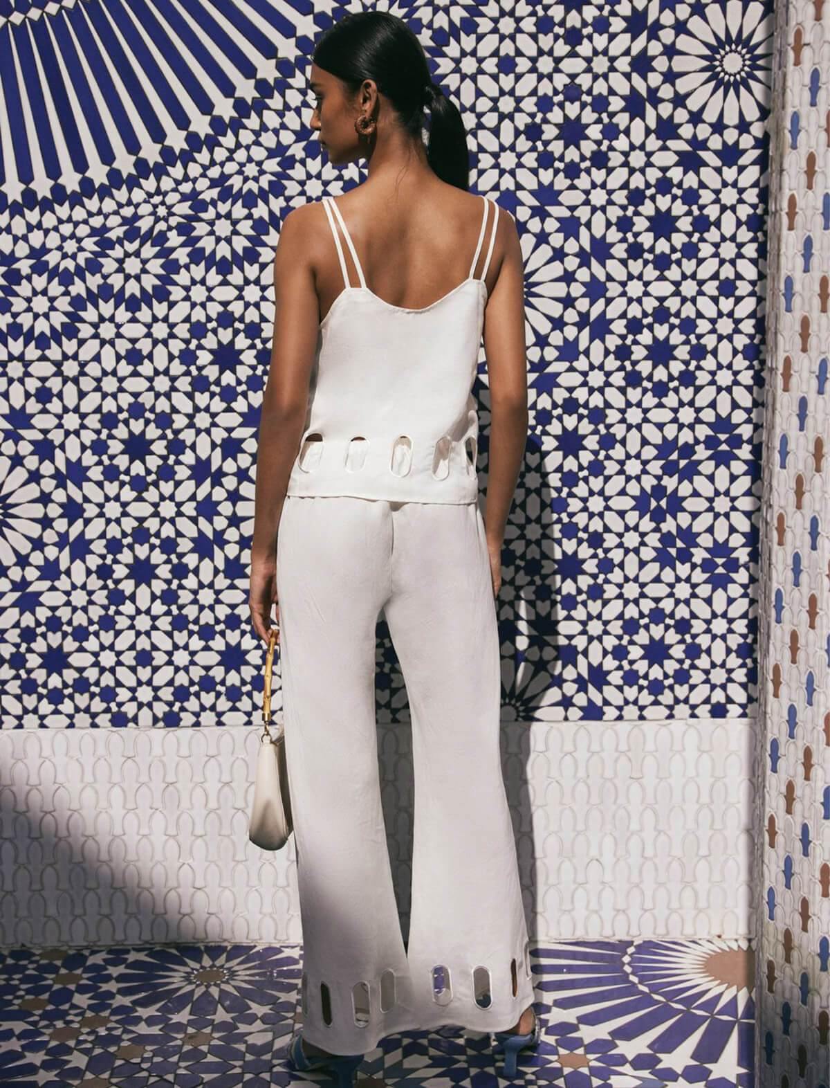 CULT GAIA Kersti Linen-Tencel Pants In Dove | CLOSET Singapore