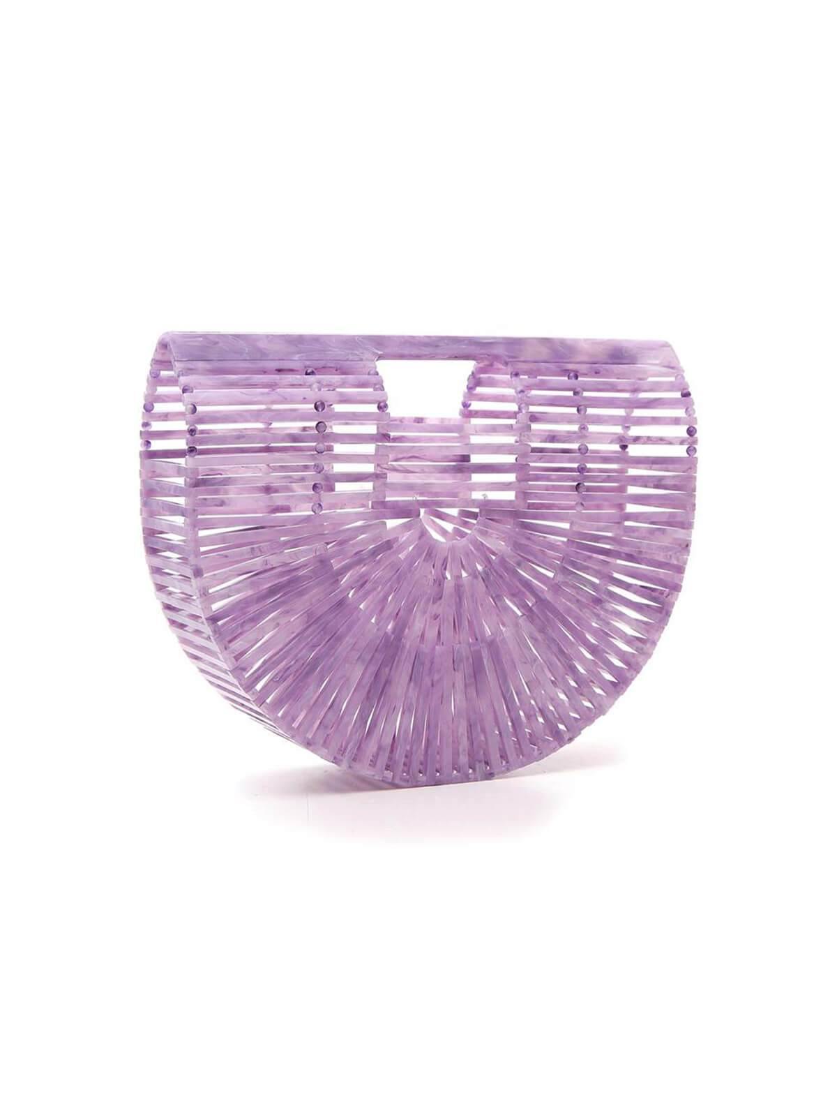 CULT GAIA Small Acrylic Ark Clutch Bag in Lavender