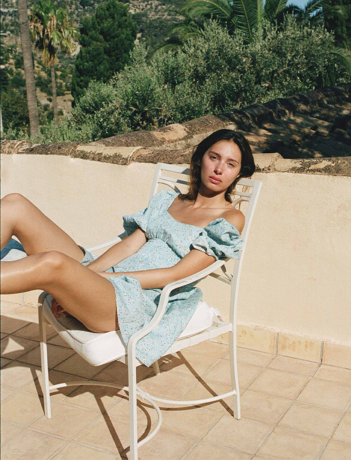 PEONY Smocked Mini Dress In Paper Daisy