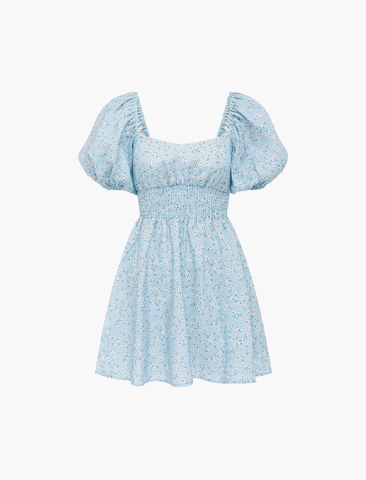 PEONY Smocked Mini Dress In Paper Daisy