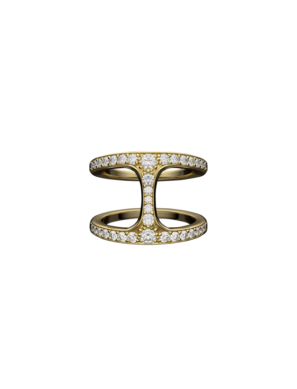 HOORSENBUHS Dame Phantom with Diamonds Ring 18k Yellow Gold