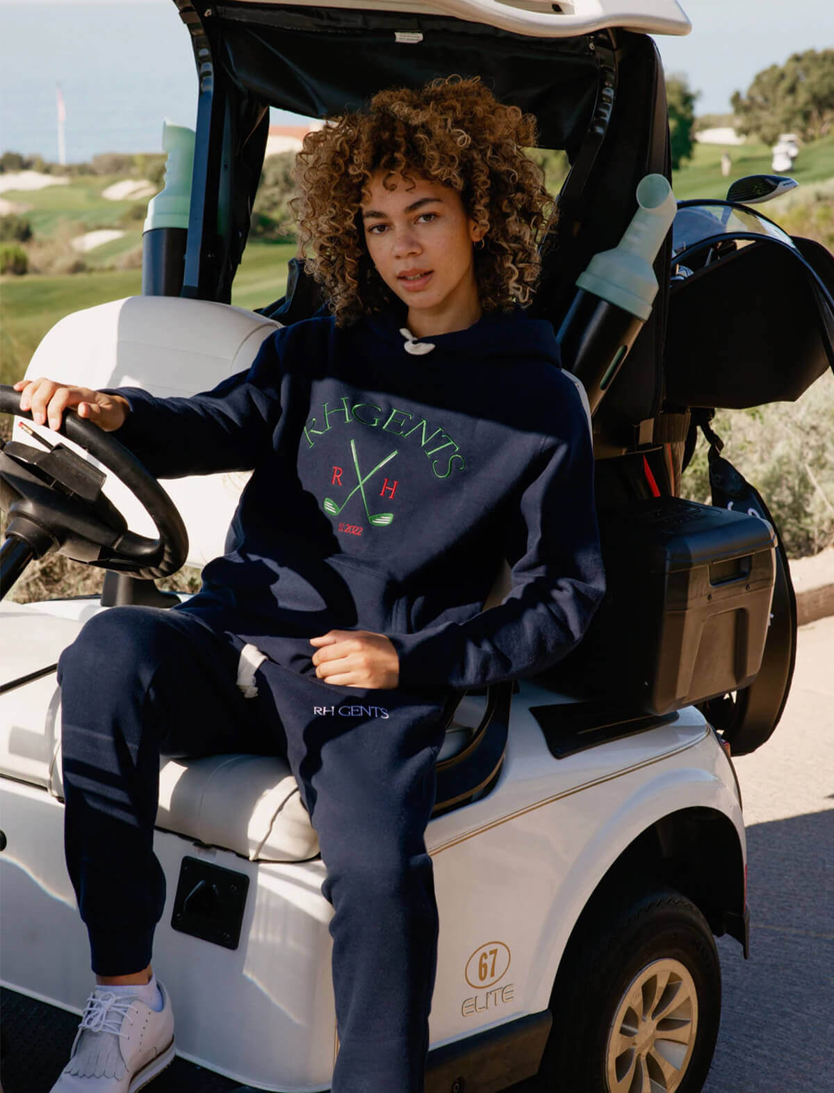 RECREATIONAL HABITS Driver Hoodie With RH Gents in Navy