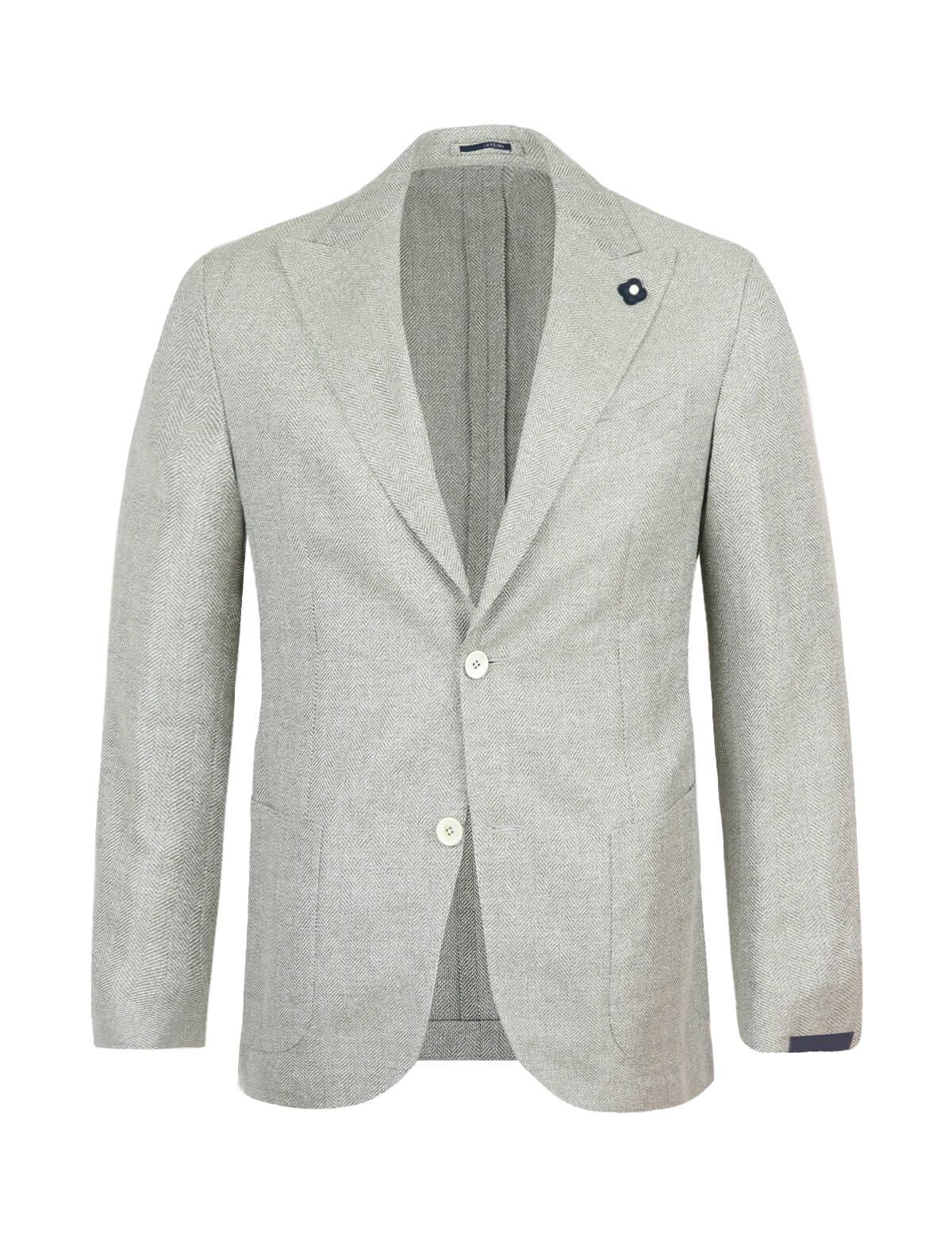 LARDINI Single-Breasted Blazer in Green and White | CLOSET Singapore