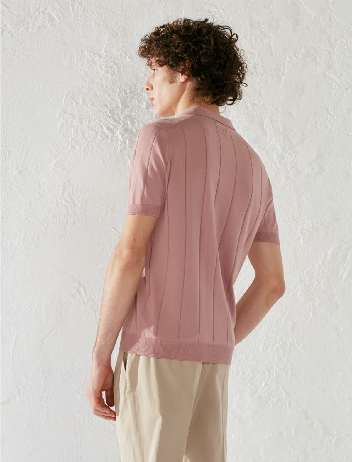 LARDINI Cotton Knitted Polo Shirt in Pink