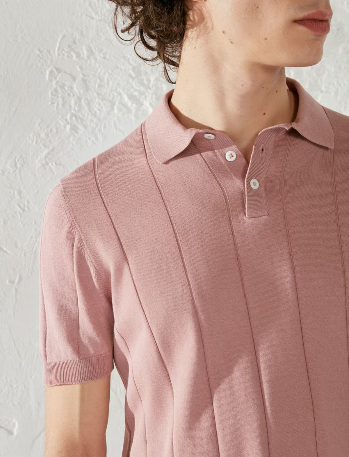 LARDINI Cotton Knitted Polo Shirt in Pink