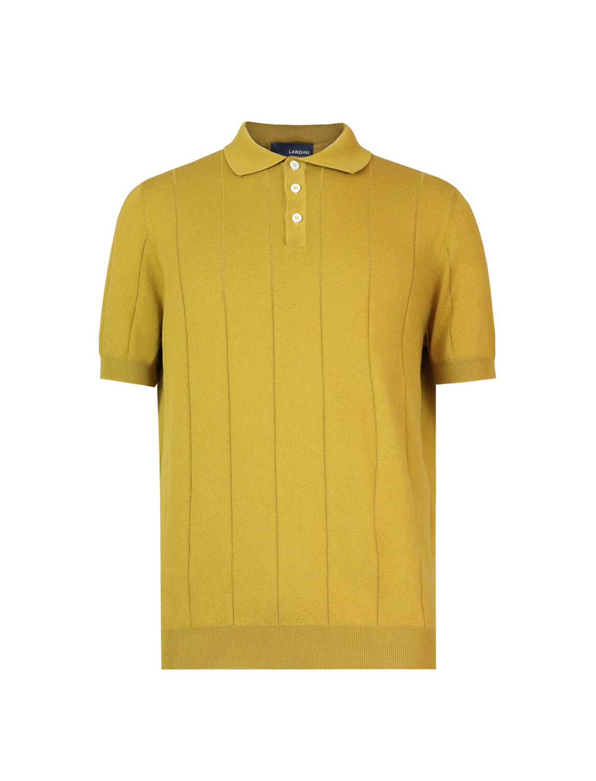 LARDINI Cotton Knitted Polo Shirt in Yellow