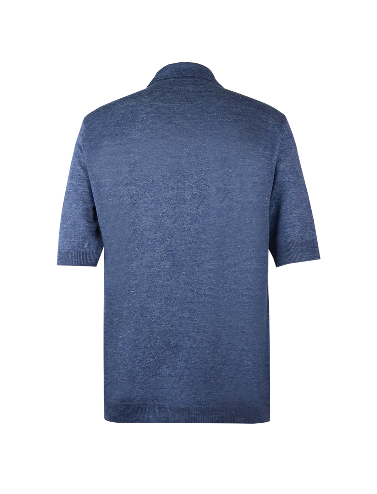 LARDINI Flax Knitted Polo Shirt in Blue
