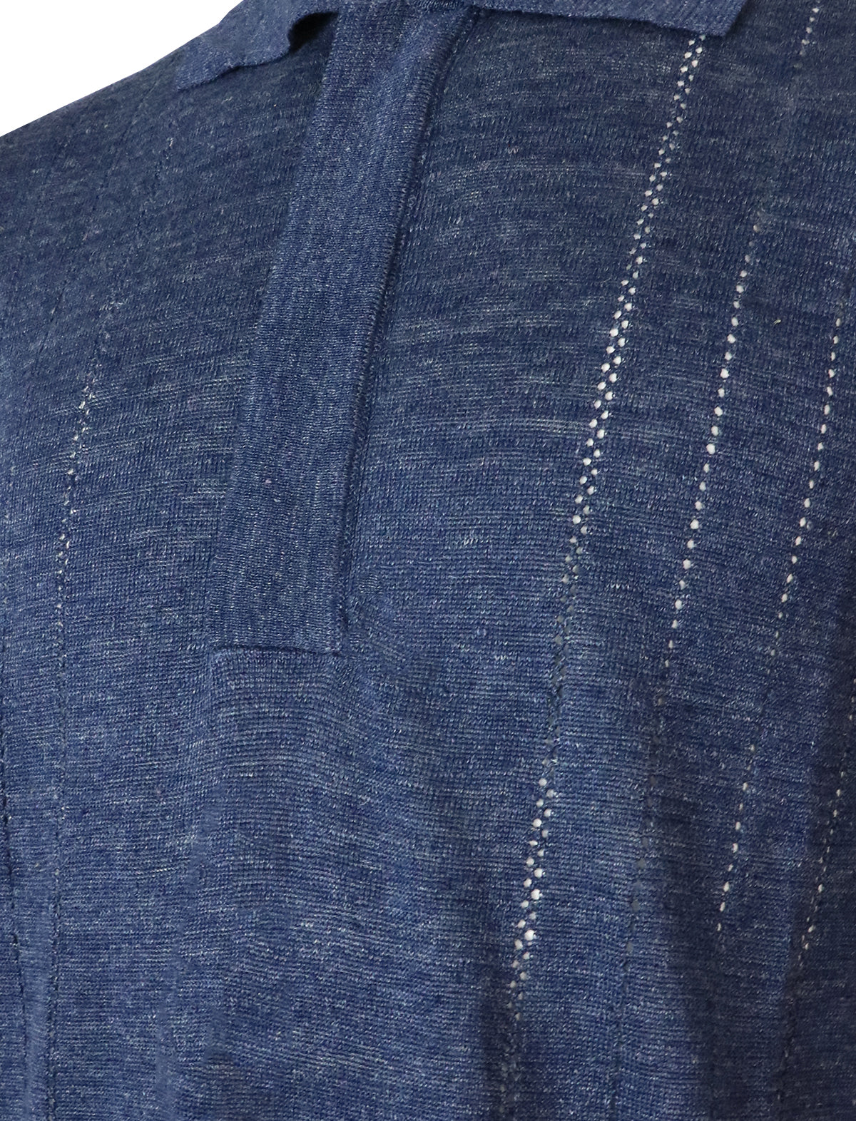 LARDINI Flax Knitted Polo Shirt in Blue