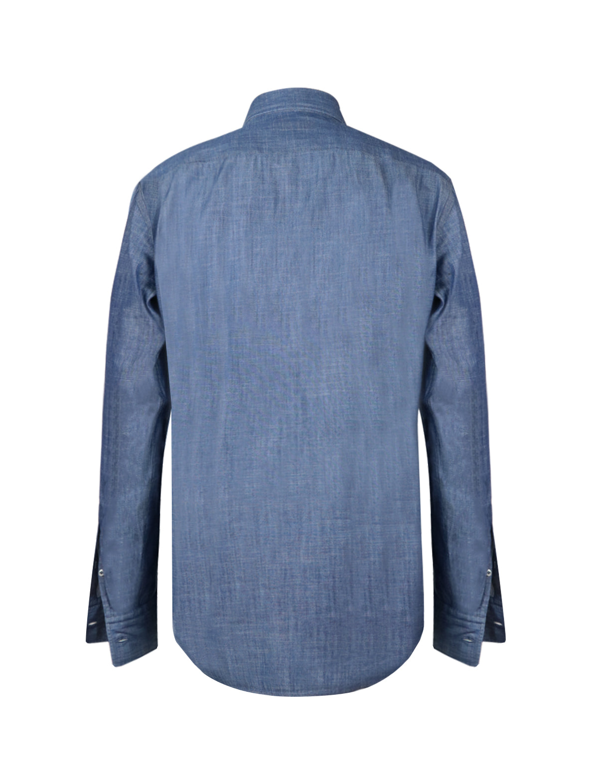 LARDINI Pleated Denim Shirt in Blue
