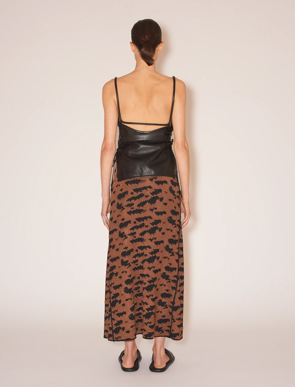 NANUSHKA Emile Skirt in Black/Brown