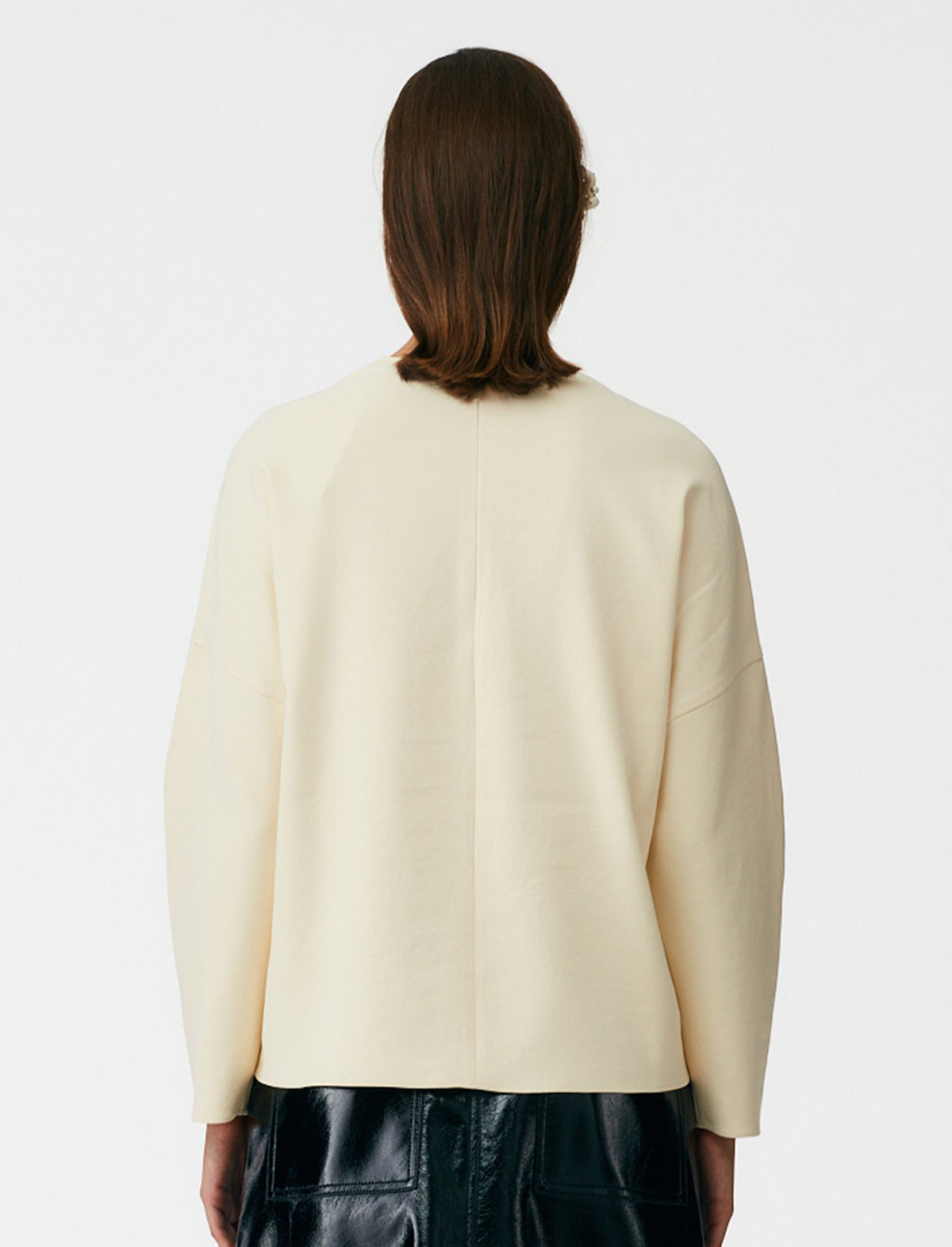TIBI Slit-Neck Drape Top in Butter