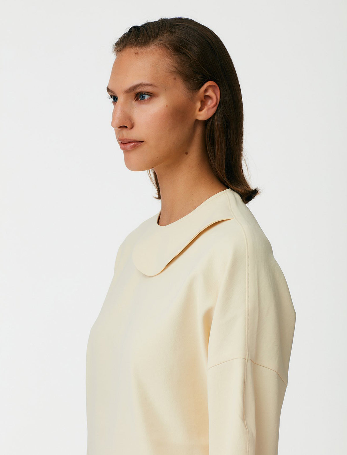 TIBI Slit-Neck Drape Top in Butter