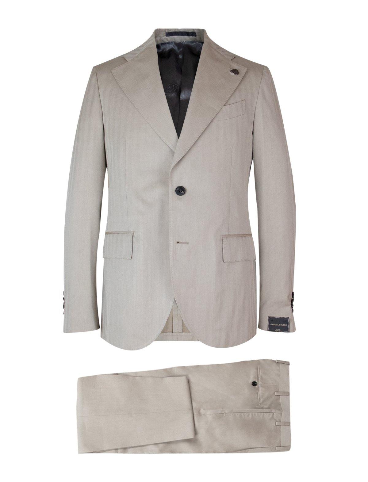 GABRIELE PASINI 2-Piece Wool Blend Suit in Herringbone Brown | CLOSET Singapore