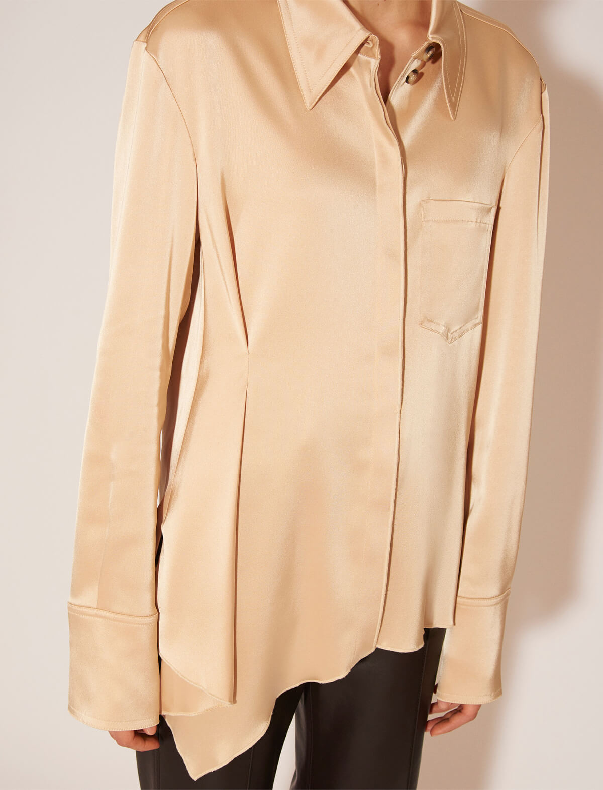 NANUSHKA Fri Satin Shirt in Champagne