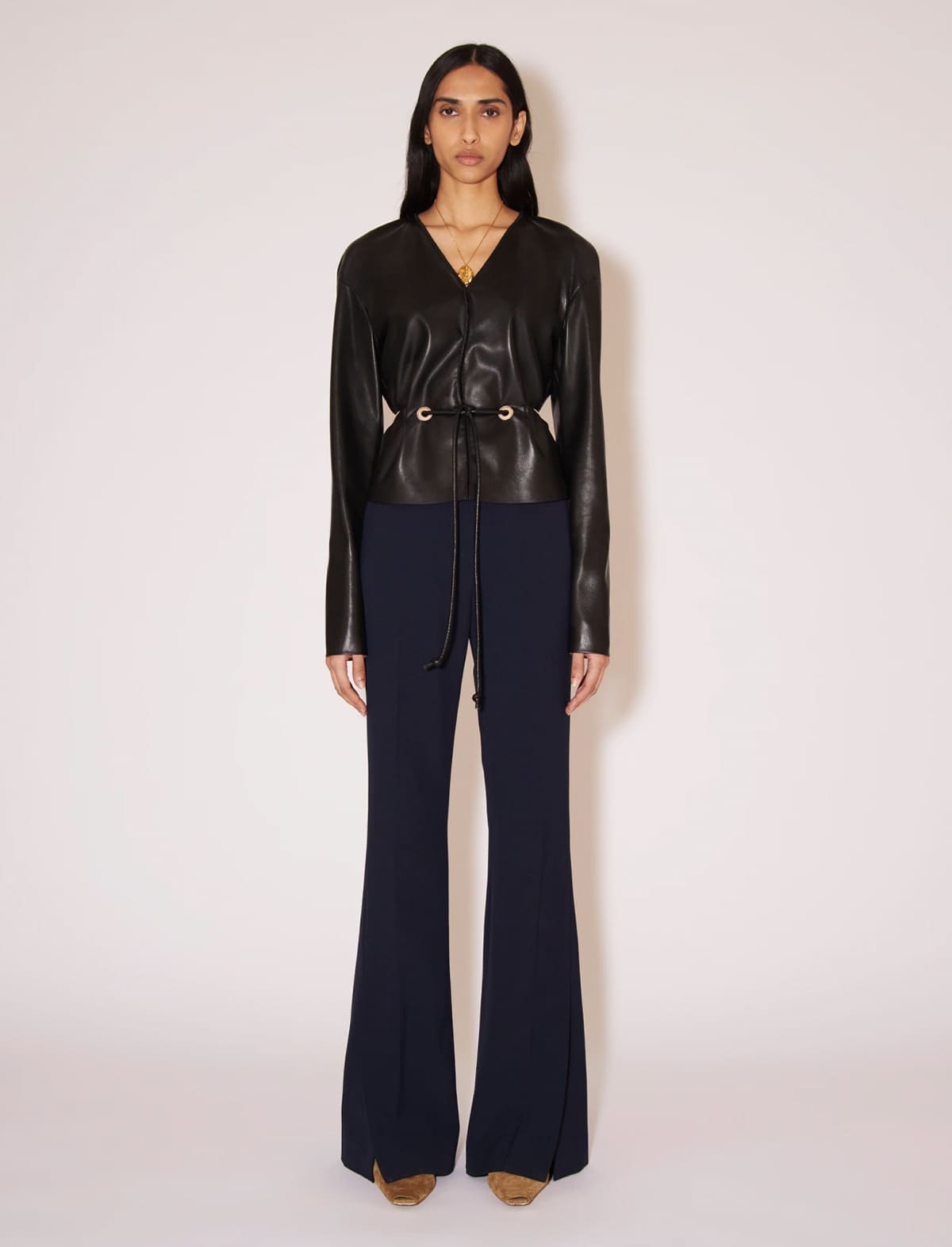 NANUSHKA Faroe Vegan Leather Top in Black