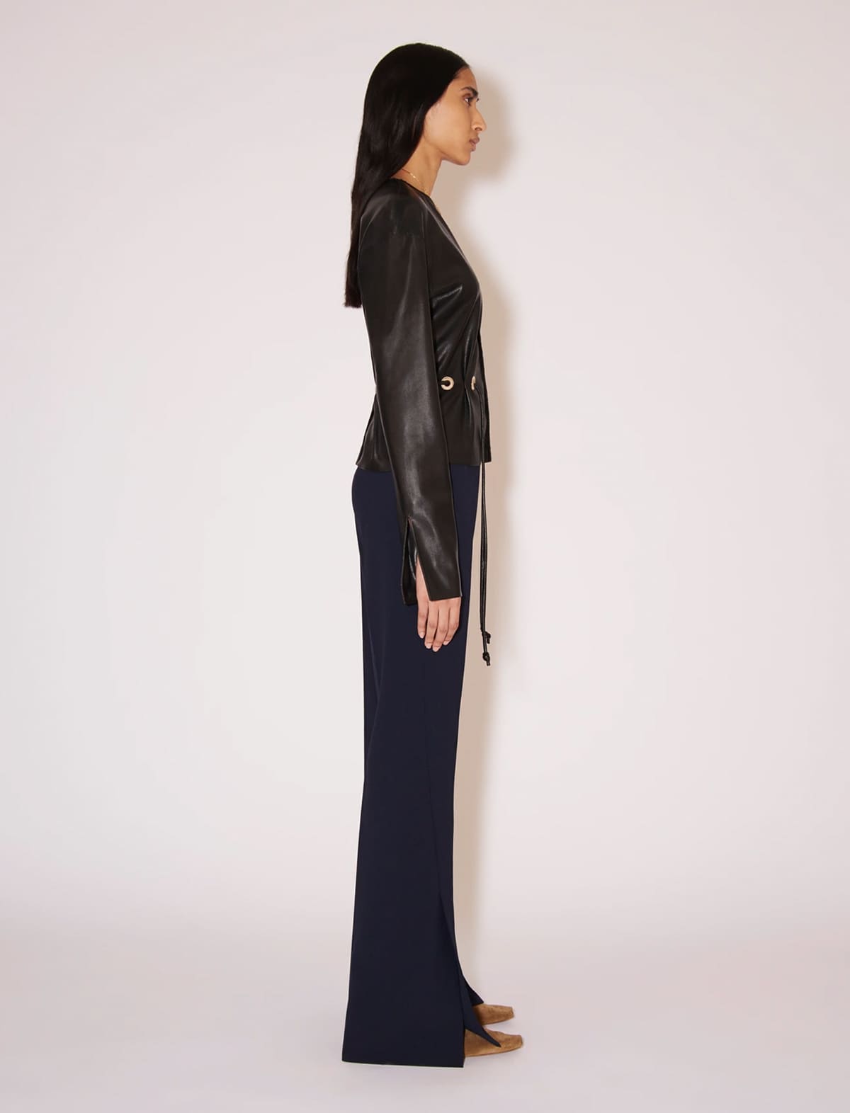 NANUSHKA Faroe Vegan Leather Top in Black